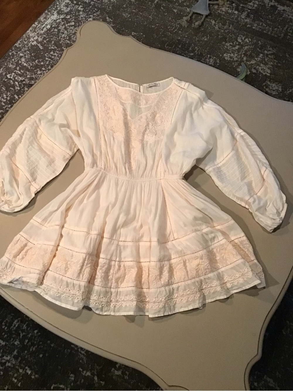 LoveShackFancy Blush Pink Cotton Ruffled Mini Dress